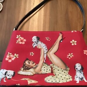 Red Pin-Up Style Women's Bag. Front of bag is  bedazzled!